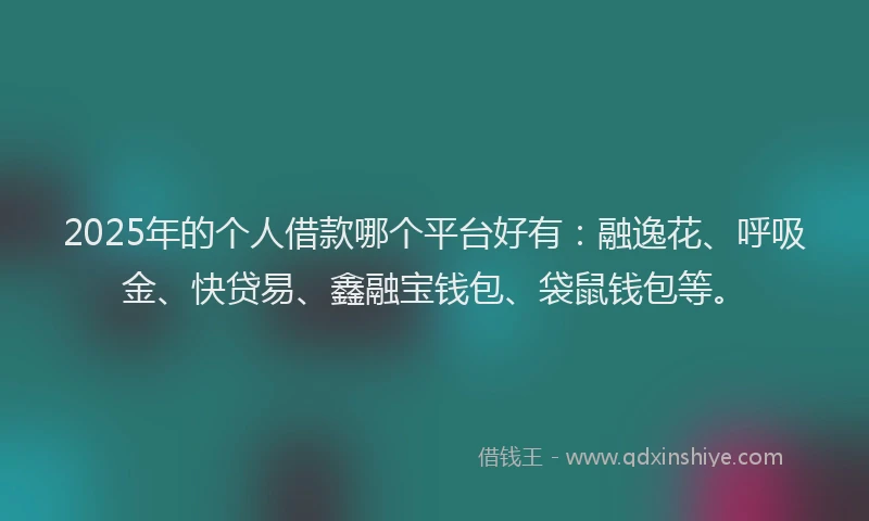 2025年的个人借款哪个平台好有：融逸花、呼吸金、快贷易、鑫融宝钱包、袋鼠钱包等。