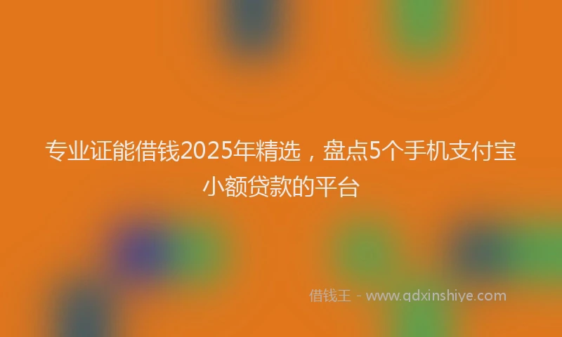 专业证能借钱2025年精选，盘点5个手机支付宝小额贷款的平台