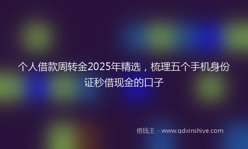 个人借款周转金2025年精选，梳理五个手机身份证秒借现金的口子