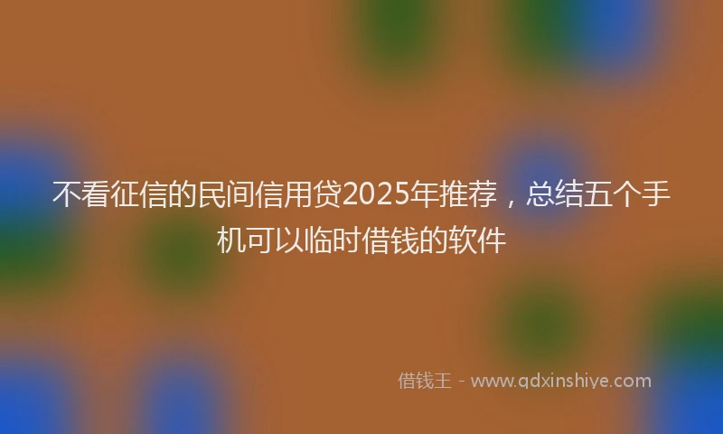 不看征信的民间信用贷2025年推荐，总结五个手机可以临时借钱的软件