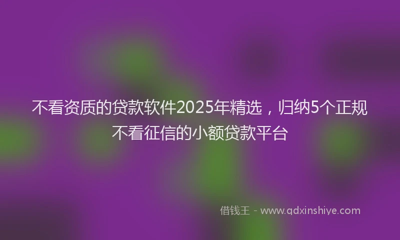 不看资质的贷款软件2025年精选，归纳5个正规不看征信的小额贷款平台