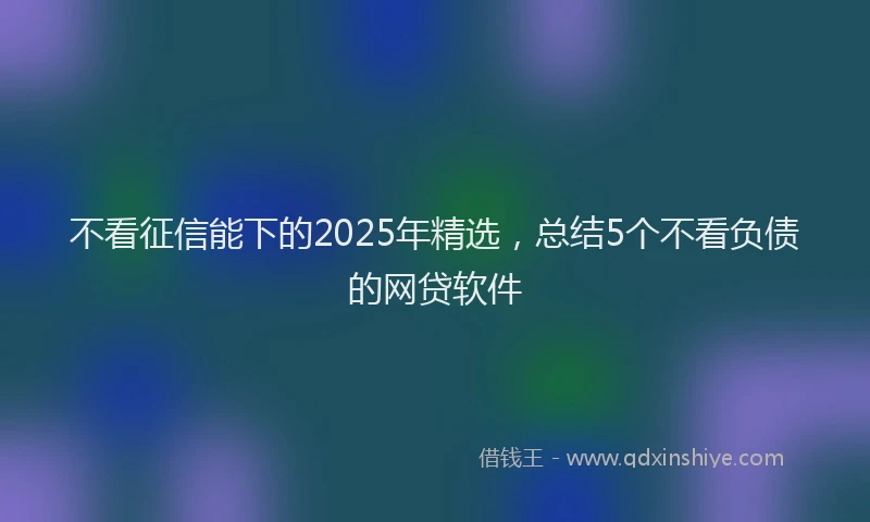 不看征信能下的2025年精选,总结5个不看负债的网贷软件