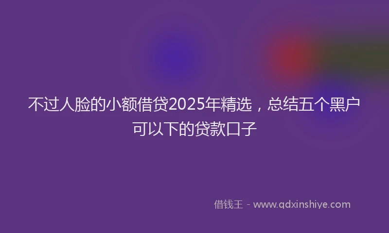 不过人脸的小额借贷2025年精选，总结五个黑户可以下的贷款口子