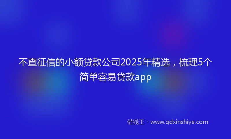 不查征信的小额贷款公司2025年精选，梳理5个简单容易贷款app