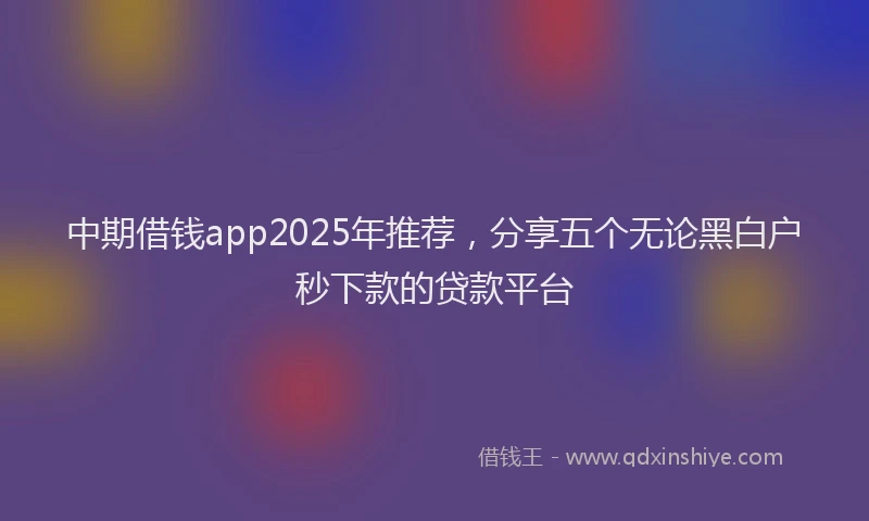 中期借钱app2025年推荐,分享五个无论黑白户秒下款的贷款平台