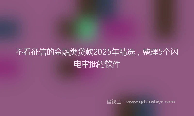 不看征信的金融类贷款2025年精选，整理5个闪电审批的软件