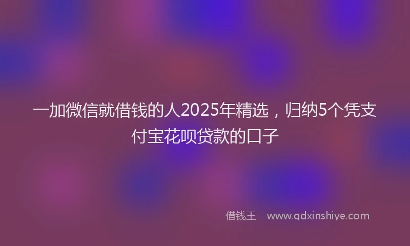 一加微信就借钱的人2025年精选，归纳5个凭支付宝花呗贷款的口子