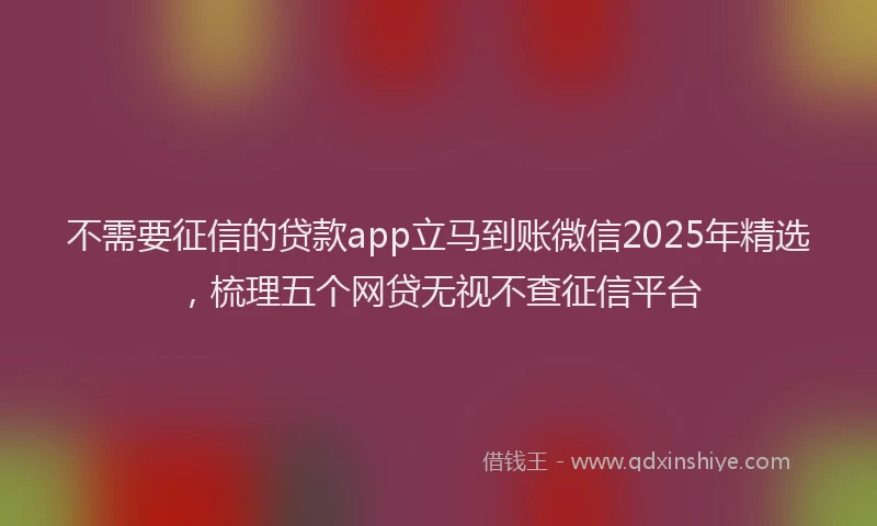 不需要征信的贷款app立马到账微信2025年精选，梳理五个网贷无视不查征信平台