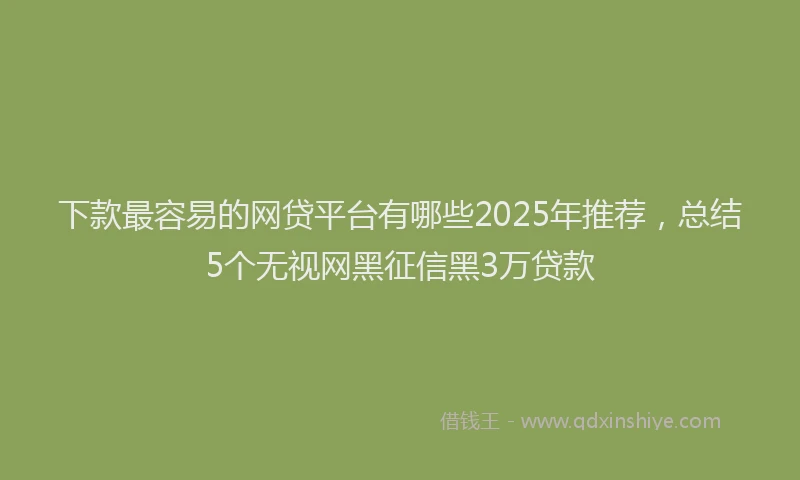 下款最容易的网贷平台有哪些2025年推荐，总结5个无视网黑征信黑3万贷款