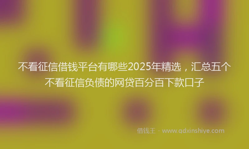 不看征信借钱平台有哪些2025年精选，汇总五个不看征信负债的网贷百分百下款口子