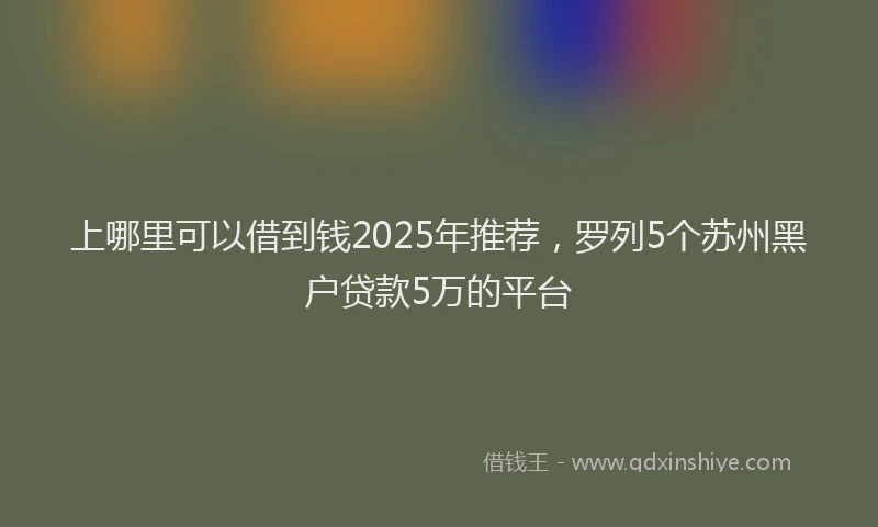 上哪里可以借到钱2025年推荐，罗列5个苏州黑户贷款5万的平台