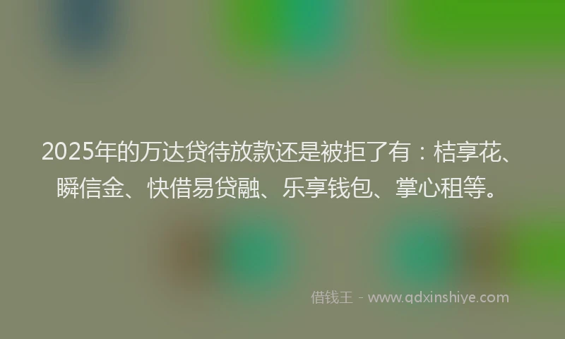 2025年的万达贷待放款还是被拒了有：桔享花、瞬信金、快借易贷融、乐享钱包、掌心租等。