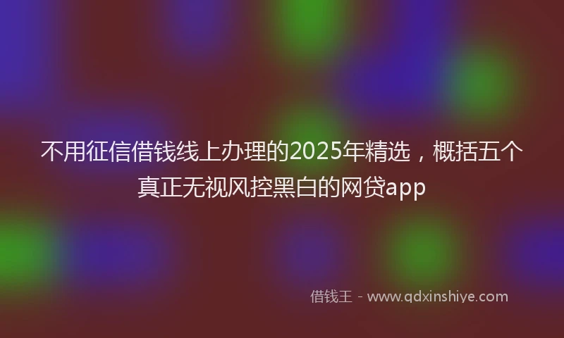 不用征信借钱线上办理的2025年精选，概括五个真正无视风控黑白的网贷app