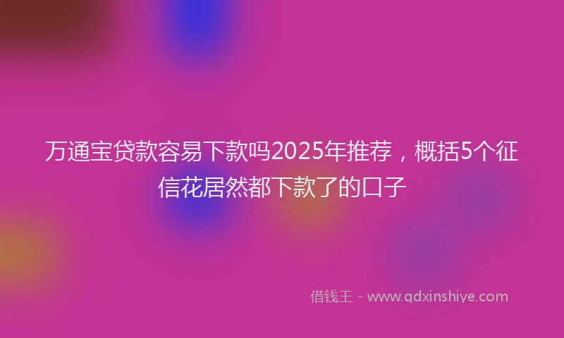万通宝贷款容易下款吗2025年推荐，概括5个征信花居然都下款了的口子