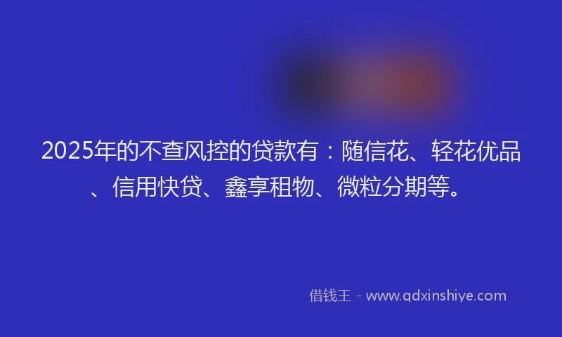 2025年的不查风控的贷款有：随信花、轻花优品、信用快贷、鑫享租物、微粒分期等。
