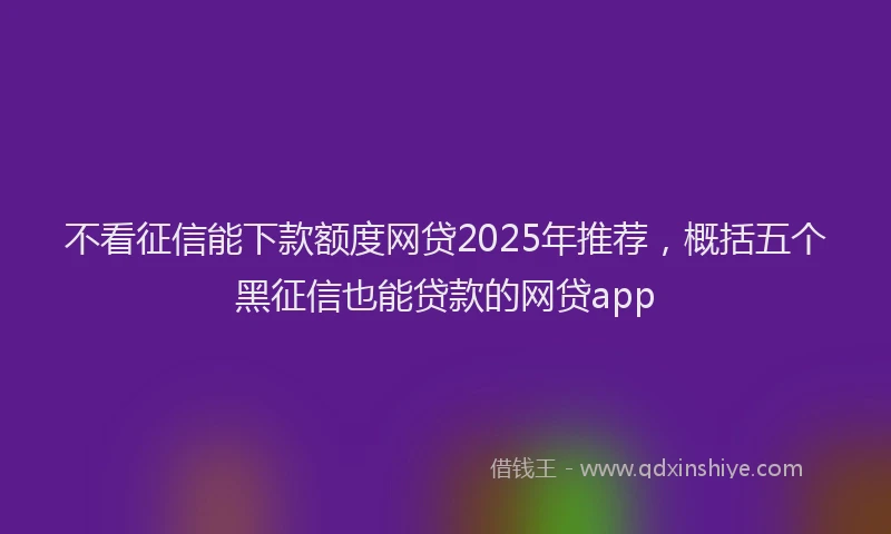 不看征信能下款额度网贷2025年推荐，概括五个黑征信也能贷款的网贷app