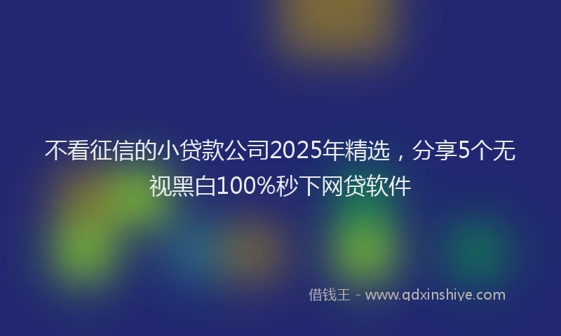 不看征信的小贷款公司2025年精选，分享5个无视黑白100%秒下网贷软件