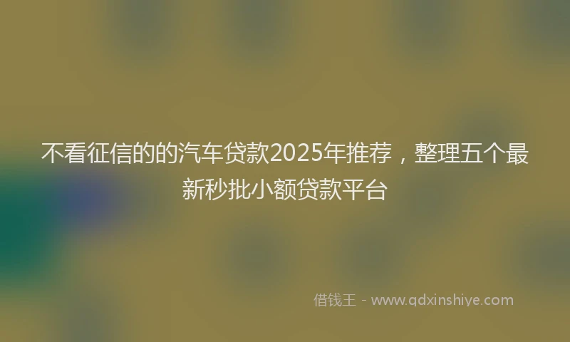 不看征信的的汽车贷款2025年推荐，整理五个最新秒批小额贷款平台
