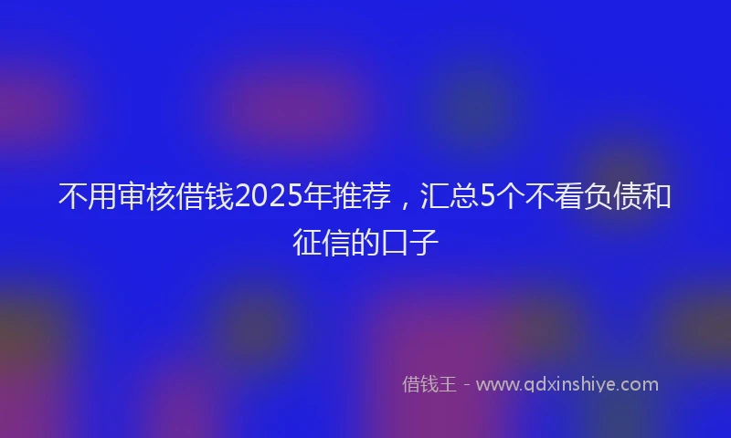 不用审核借钱2025年推荐，汇总5个不看负债和征信的口子