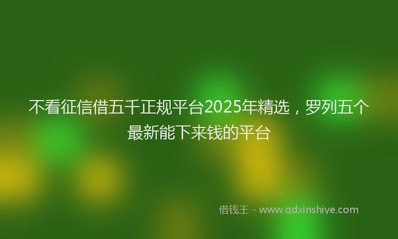 不看征信借五千正规平台2025年精选，罗列五个最新能下来钱的平台