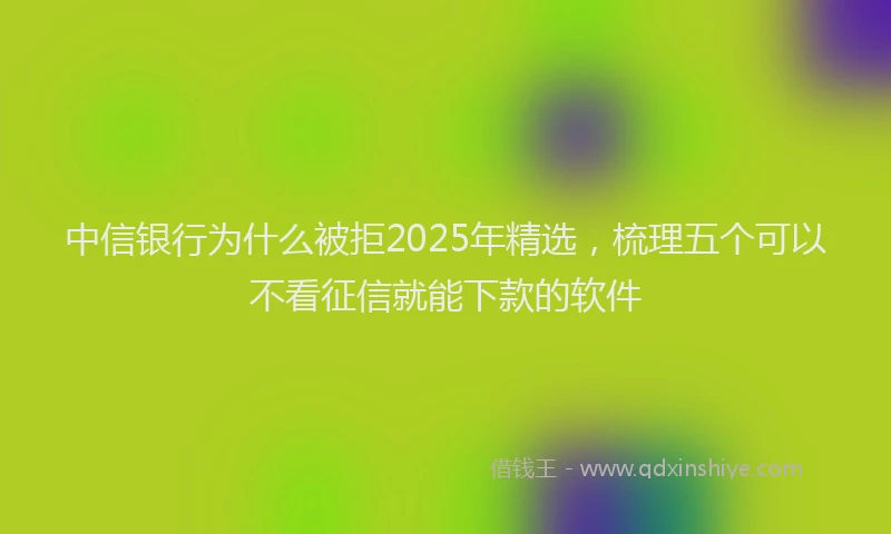 中信银行为什么被拒2025年精选，梳理五个可以不看征信就能下款的软件