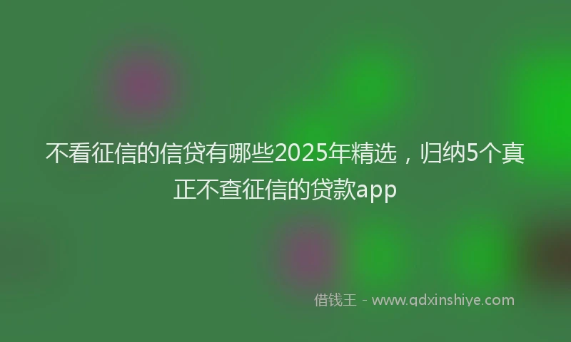 不看征信的信贷有哪些2025年精选，归纳5个真正不查征信的贷款app