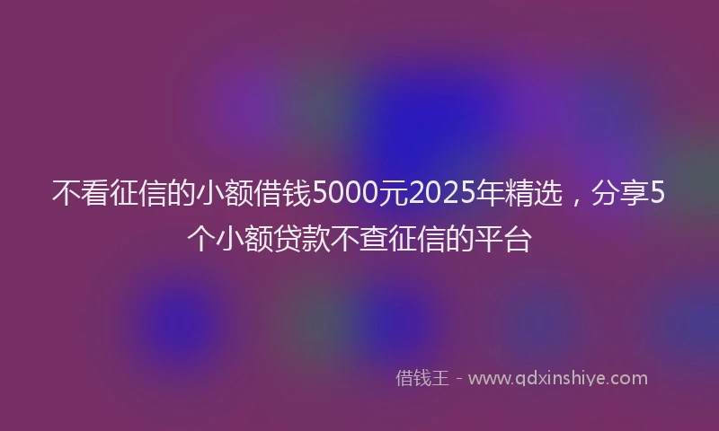 不看征信的小额借钱5000元2025年精选，分享5个小额贷款不查征信的平台