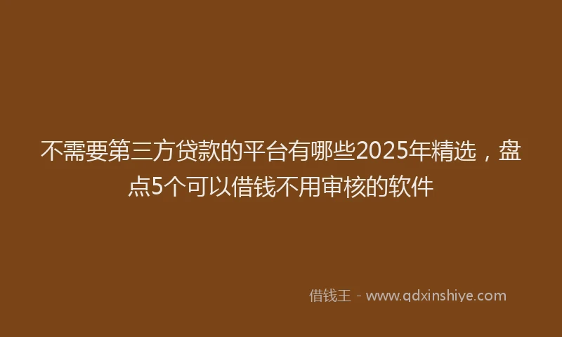 不需要第三方贷款的平台有哪些2025年精选，盘点5个可以借钱不用审核的软件