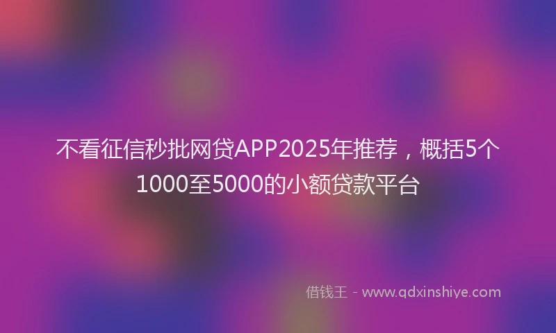 不看征信秒批网贷APP2025年推荐，概括5个1000至5000的小额贷款平台