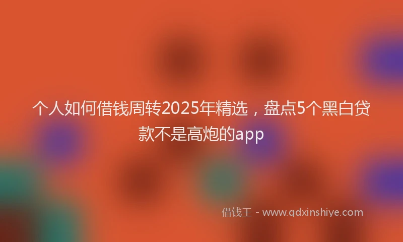 个人如何借钱周转2025年精选，盘点5个黑白贷款不是高炮的app