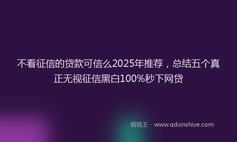 不看征信的贷款可信么2025年推荐，总结五个真正无视征信黑白100%秒下网贷