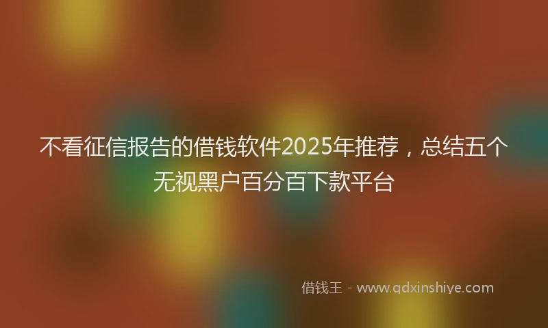 不看征信报告的借钱软件2025年推荐，总结五个无视黑户百分百下款平台