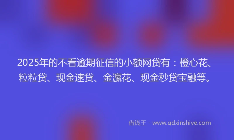 2025年的不看逾期征信的小额网贷有：橙心花、粒粒贷、现金速贷、金瀛花、现金秒贷宝融等。