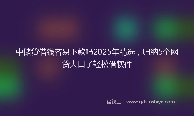 中储贷借钱容易下款吗2025年精选，归纳5个网贷大口子轻松借软件