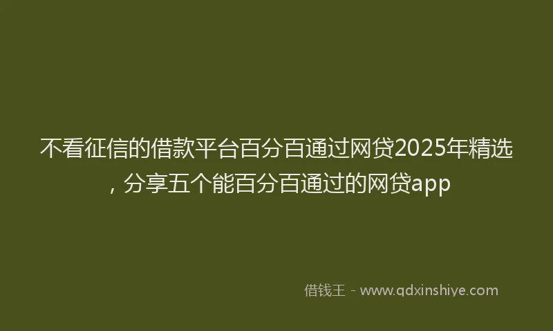 不看征信的借款平台百分百通过网贷2025年精选，分享五个能百分百通过的网贷app