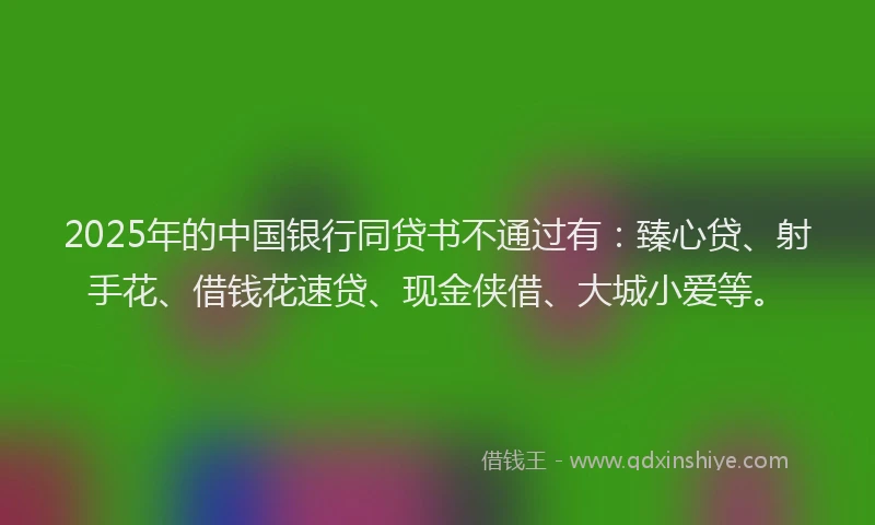 2025年的中国银行同贷书不通过有：臻心贷、射手花、借钱花速贷、现金侠借、大城小爱等。