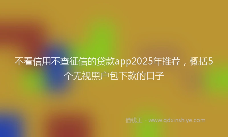 不看信用不查征信的贷款app2025年推荐，概括5个无视黑户包下款的口子