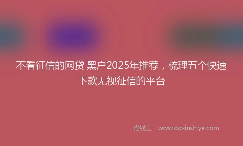 不看征信的网贷 黑户2025年推荐，梳理五个快速下款无视征信的平台