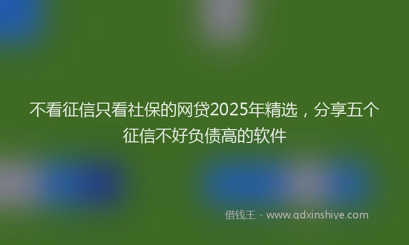 不看征信只看社保的网贷2025年精选，分享五个征信不好负债高的软件
