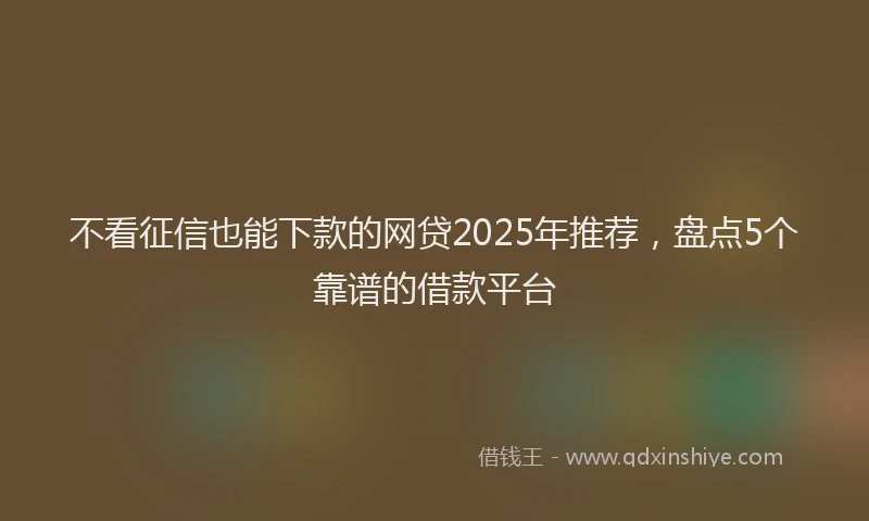 不看征信也能下款的网贷2025年推荐，盘点5个靠谱的借款平台