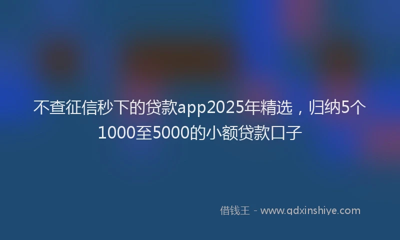 不查征信秒下的贷款app2025年精选，归纳5个1000至5000的小额贷款口子