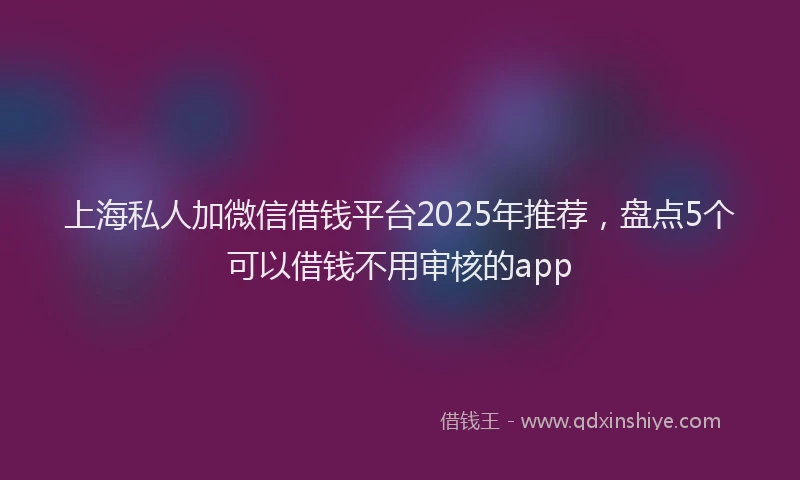 上海私人加微信借钱平台2025年推荐，盘点5个可以借钱不用审核的app