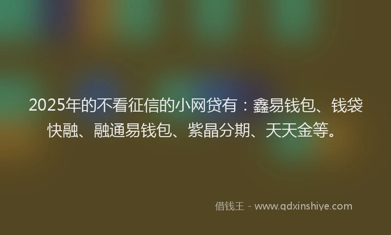 2025年的不看征信的小网贷有：鑫易钱包、钱袋快融、融通易钱包、紫晶分期、天天金等。