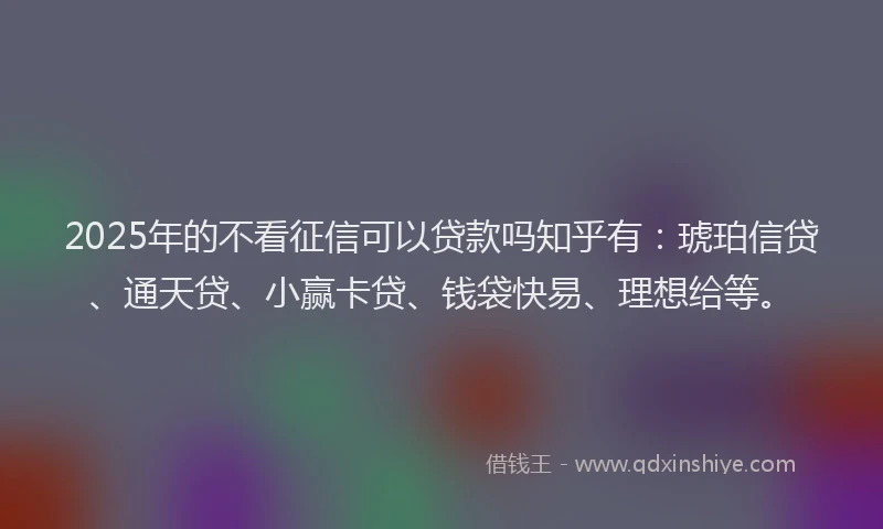 2025年的不看征信可以贷款吗知乎有：琥珀信贷、通天贷、小赢卡贷、钱袋快易、理想给等。