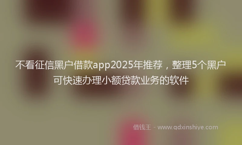 不看征信黑户借款app2025年推荐，整理5个黑户可快速办理小额贷款业务的软件