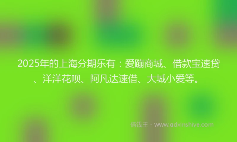2025年的上海分期乐有：爱蹦商城、借款宝速贷、洋洋花呗、阿凡达速借、大城小爱等。