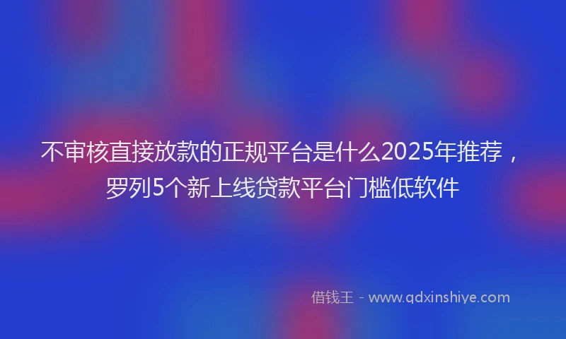 不审核直接放款的正规平台是什么2025年推荐，罗列5个新上线贷款平台门槛低软件