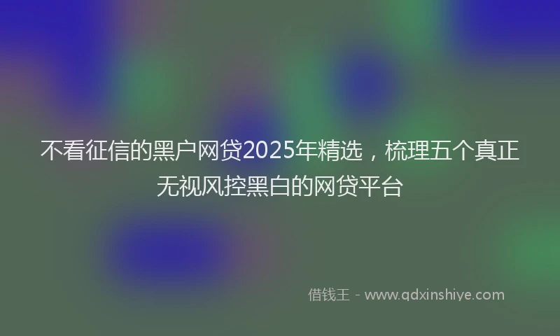 不看征信的黑户网贷2025年精选，梳理五个真正无视风控黑白的网贷平台