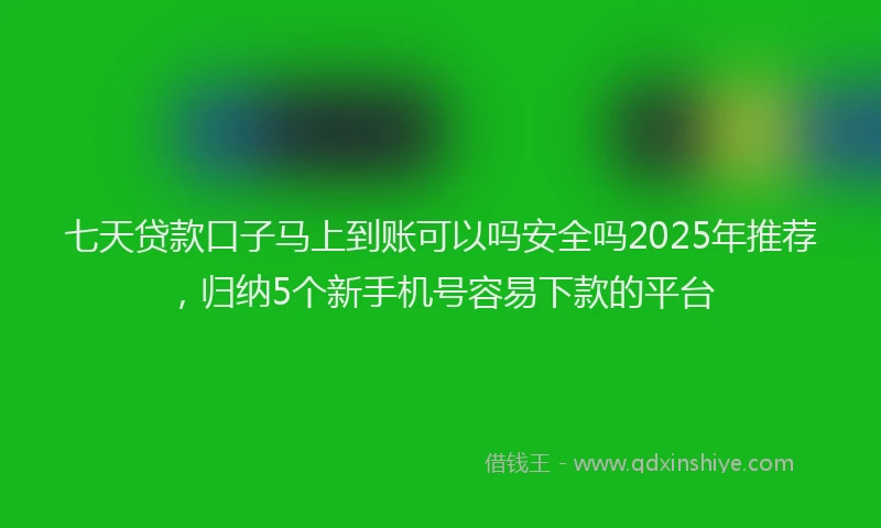 七天贷款口子马上到账可以吗安全吗2025年推荐，归纳5个新手机号容易下款的平台