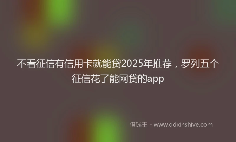 不看征信有信用卡就能贷2025年推荐，罗列五个征信花了能网贷的app